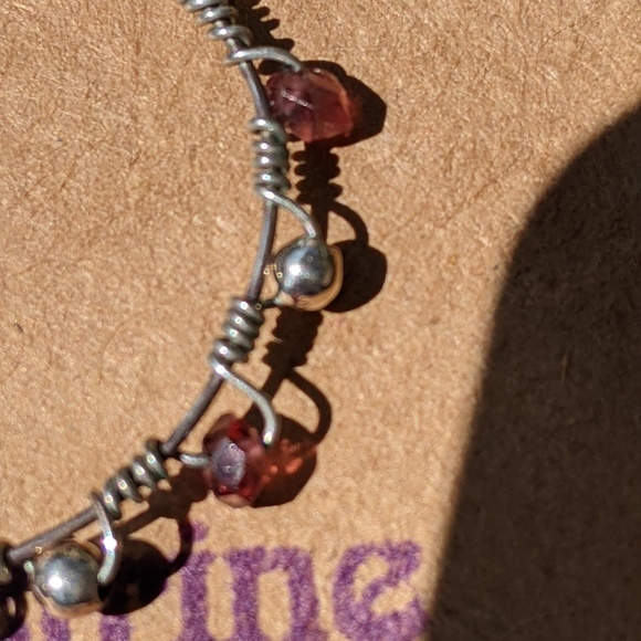 Hoop with Garnets, Kynite and 925 Silver Balls - Picture 4 of 4